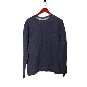 Slowear Zanone Navy blue white grain wool cotton crewneck sz M
